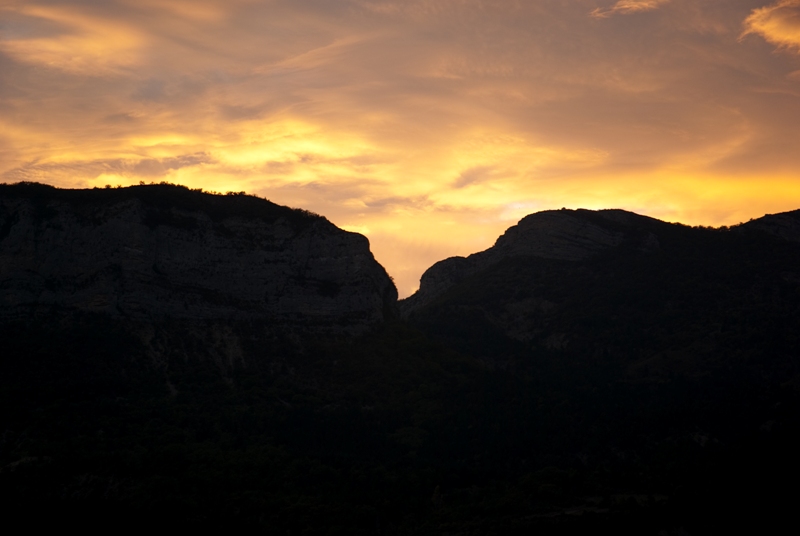 Darkness falls in the lower Alps