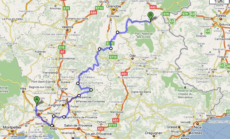 Our route from Russan to the Col du Lauterat