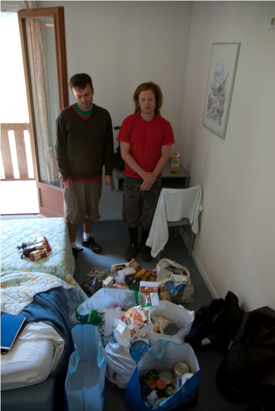 All the shopping we inherited from the motor home. We tried to carry as much as we could over Col Agnel