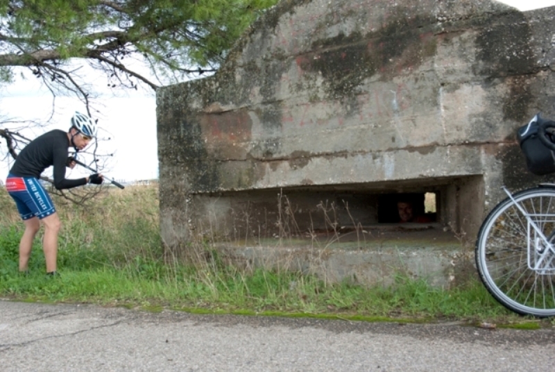 Ben hunts Danny and Sam at a WWII pillbox near Tarento