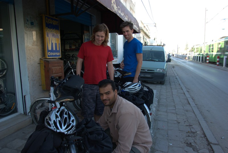 Mehdi Thameur outside his shop kindly greasing our chains