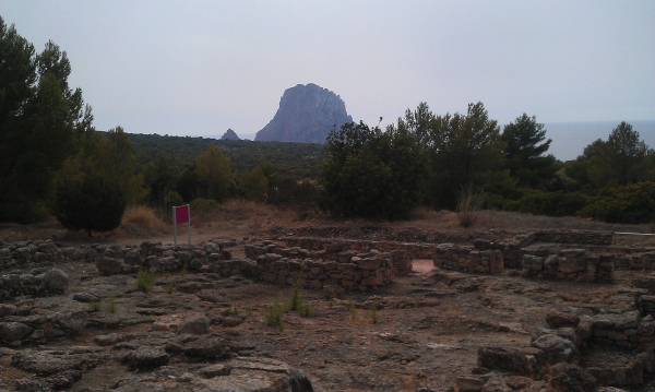 View to Es Vedra from the ruins at Ses Paises de Cala d&#39;Hort, Ibiza